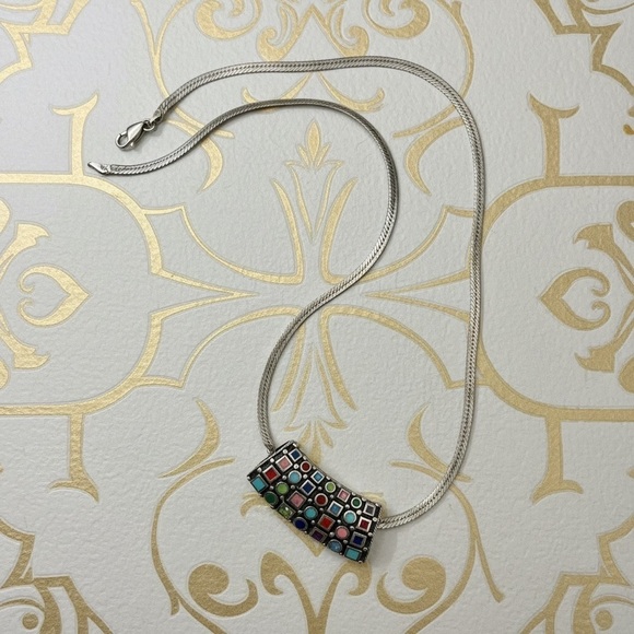 925 México Jewelry - Necklace w:Multi stone 925 stamped Charm​​​